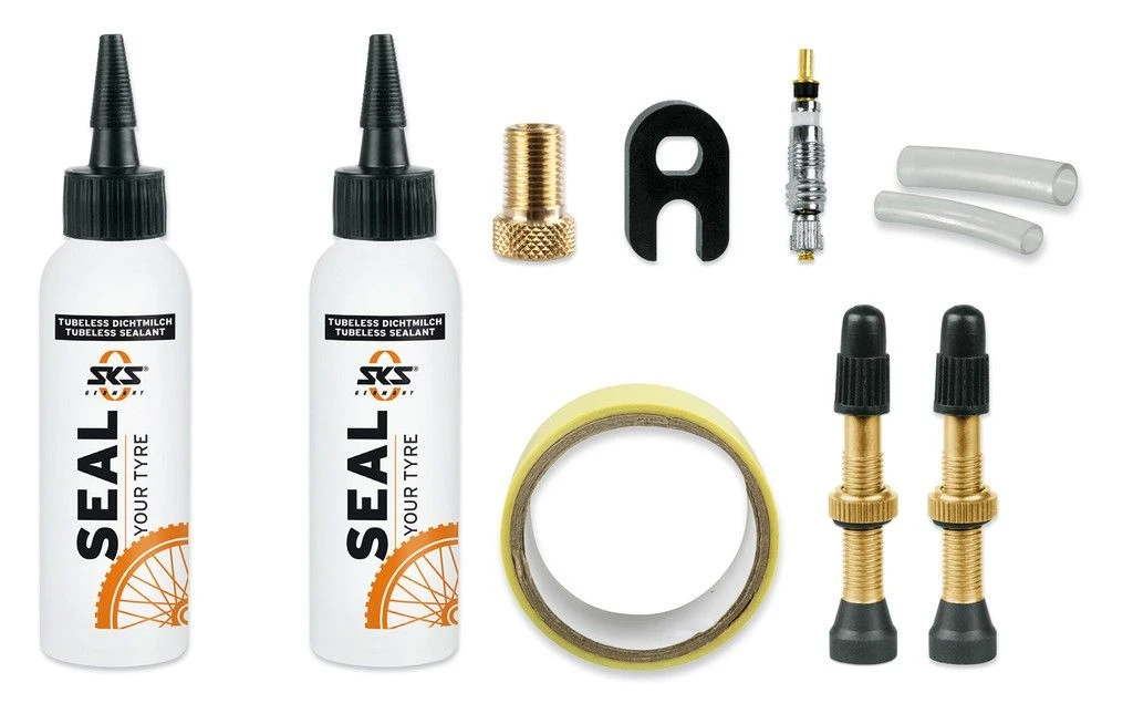 SKS Tubeless Kit -Seal your Tire 125ml SKS Tubeless Kit -Seal Your Tire 125ml -Shimano Fahrradladen sks tubeless kit seal your tire